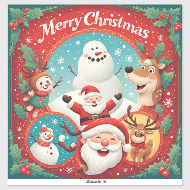 🎁Merry Christmas Postcard Sticker Holiday ✨ (Sheet)