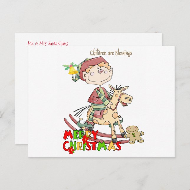 Merry Christmas Postcards Elf  (Front/Back)