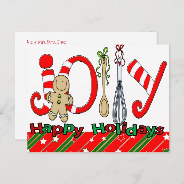 Merry Christmas Postcards Joy Gingerbread (Front/Back)