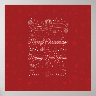 Merry Christmas Poster 24x24 / Red
