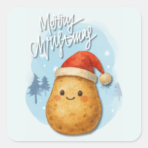 Merry Christmas Potato Square Sticker