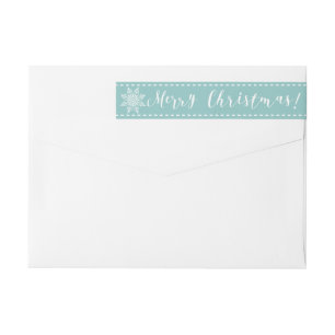 Merry Christmas   Powder Blue Return Address Wrap Around Label