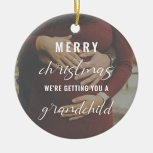 merry Christmas pregnancy/baby announcement photo Ceramic Ornament