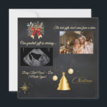 Merry Christmas Pregnancy Chalkboard Announcement<br><div class="desc">Share the most wonderful news this holiday season with this elegant and festive chalkboard pregnancy announcement card. Designed with a rustic chalkboard background, this card perfectly captures the cozy, magical feeling of Christmas. It features two special photo spots: one for your precious baby's ultrasound sonogram picture and another for a...</div>