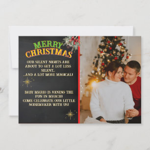 Merry Christmas Pregnancy Chalkboard Invitation