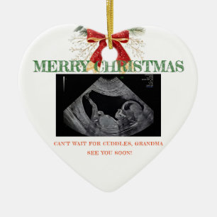 Merry Christmas Pregnancy Ultrasound Photo Grandma Ceramic Ornament