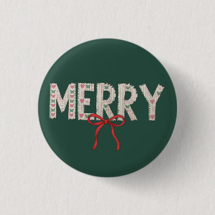 Merry Christmas Preppy Bow Holiday Coquette Winter 3 Cm Round Badge