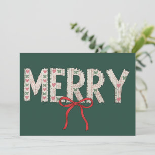 Merry Christmas Preppy Bow Holiday Coquette Winter Card
