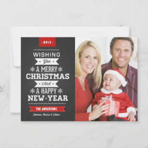 Merry Christmas Preppy Chalkboard Photo Card