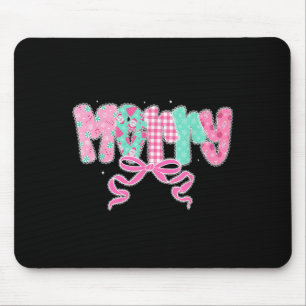 Merry Christmas Preppy Coquette Lace Bow Girl Wome Mouse Pad