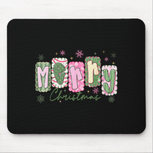 Merry Christmas Preppy Girly Girl Women Kids Xmas Mouse Pad