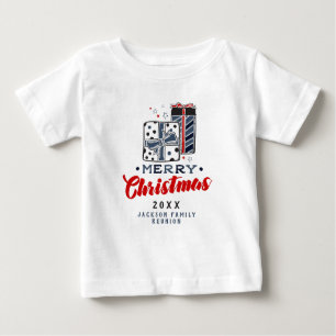 Merry Christmas Presents Custom Text Red Blue  Baby T-Shirt