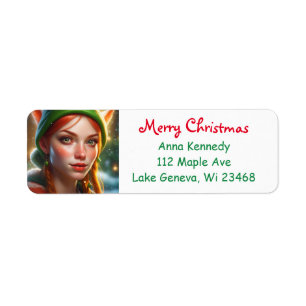 Merry Christmas Pretty Elf Festive Return Address Label