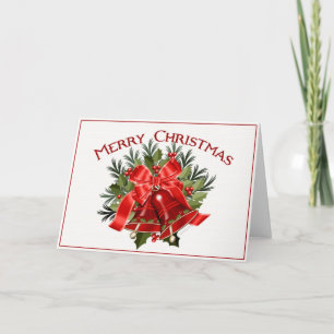Merry Christmas Pretty Red Holiday Bells Card