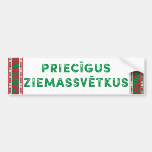 Merry Christmas Priecīgus Ziemassvētkus Bumper Sticker
