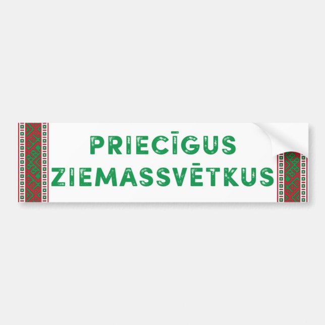 Merry Christmas Priecīgus Ziemassvētkus Bumper Sticker (Front)