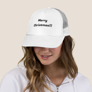 Merry Christmas Printed Name White and White-Cap Trucker Hat