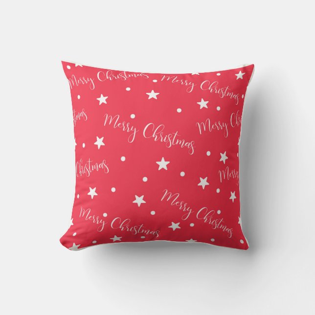 Merry Christmas printed red Cushion (Front)