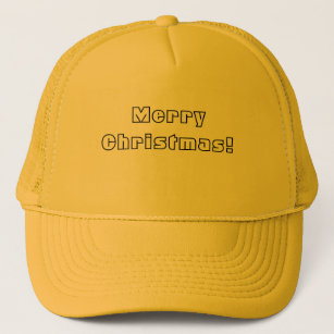 Merry Christmas Printed Text-Cap Yellow and Yellow Trucker Hat