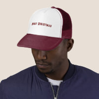 Merry Christmas Printed Text White and Maroon-Cap