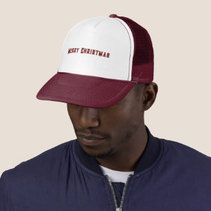 Merry Christmas Printed Text White and Maroon-Cap Trucker Hat