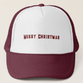 Merry Christmas Printed Text White and Maroon-Cap Trucker Hat (Front)