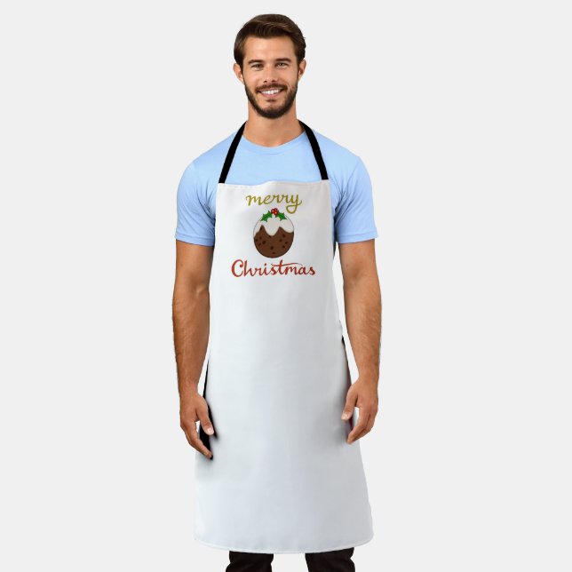 Merry Christmas+Pudding Design Apron (Worn)