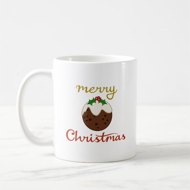 Merry Christmas+Pudding Design Coffee Mug (Left)