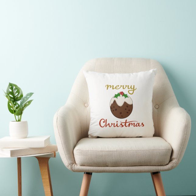 Merry Christmas+Pudding Design Cushion (Chair)