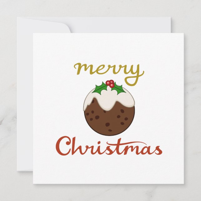 Merry Christmas+Pudding Design Holiday Card (Front)