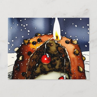Merry Christmas Pudding Holiday Postcard