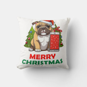 Merry Christmas Pug Dog Cushion