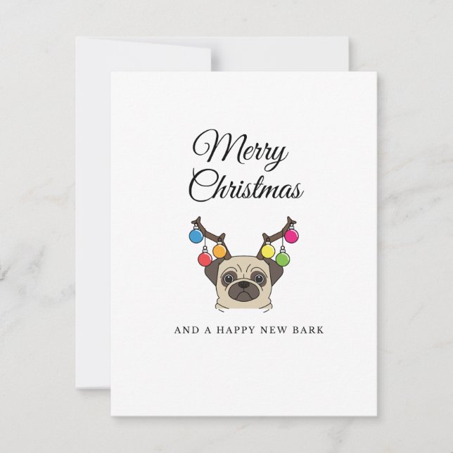 Merry Christmas pug holiday card (Front)
