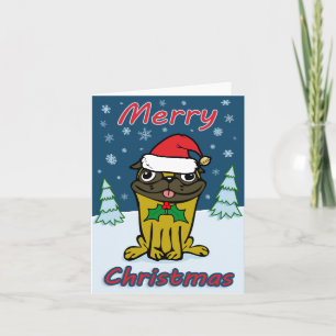 Merry Christmas Pug Holiday Card