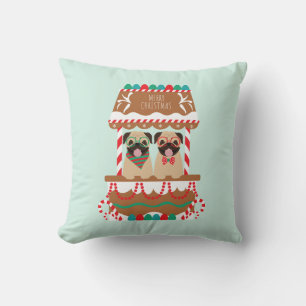 Merry Christmas Pug Holiday Stand Dogs Cushion