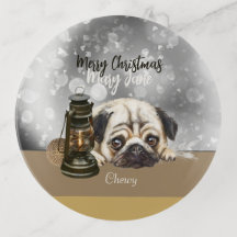 Merry Christmas Pug lover grey-brown custom name