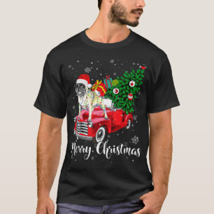 Merry Christmas Pug Lover Santa Light Red Truck Xm T-Shirt