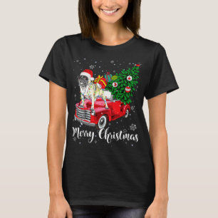 Merry Christmas Pug Lover Santa Light Red Truck Xm T-Shirt