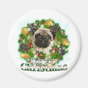 Merry Christmas Pug Magnet
