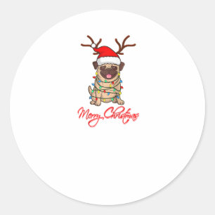 MERRY CHRISTMAS PUG Owner Ugly Christmas Funny Dog Classic Round Sticker