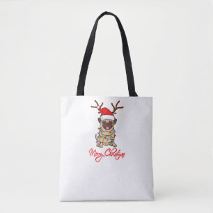 MERRY CHRISTMAS PUG Owner Ugly Christmas Funny Dog Tote Bag