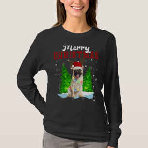 Merry Christmas Pug Tree Lights Pug Christmas T-Shirt
