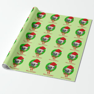 Merry Christmas Pug Wrapping Paper