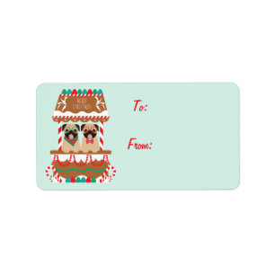 Merry Christmas Pugs Holiday Stand Dogs Label