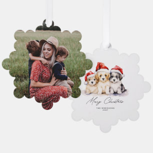 Merry Christmas Puppies Tree Decoration Card