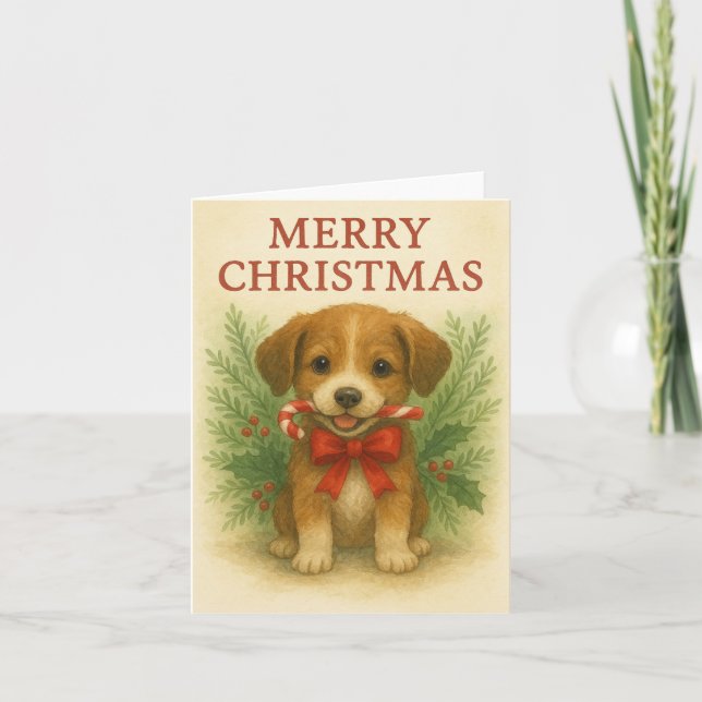 Merry Christmas Puppy Card (Front)