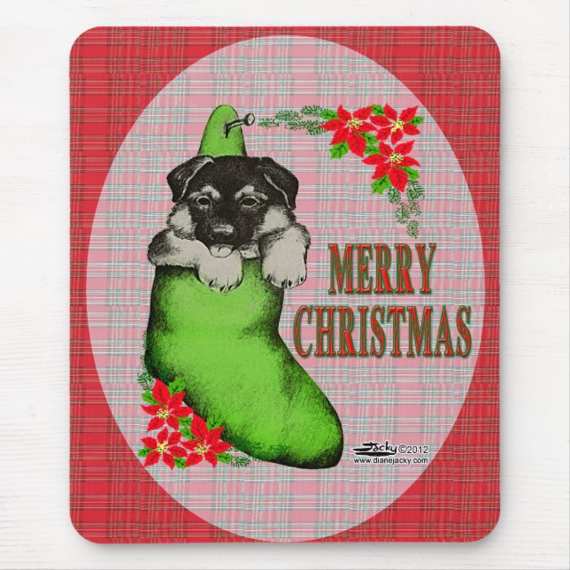 Merry Christmas Puppy Mouse Pad (Front)