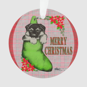 Merry Christmas Puppy Ornament