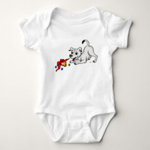 Merry Christmas! Puppy with Bell and Ball Baby Bodysuit