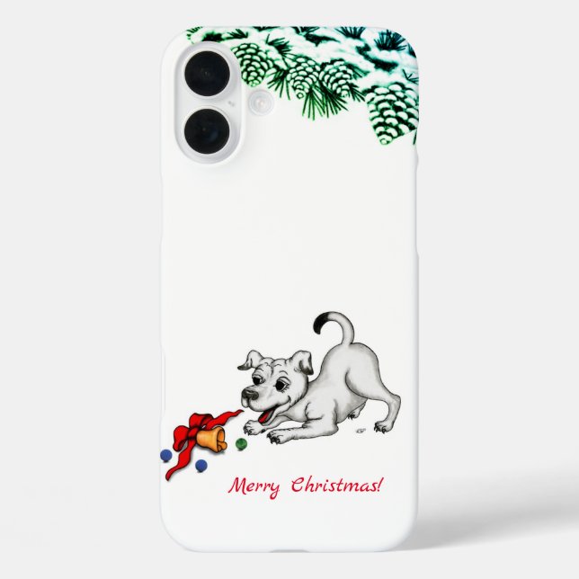 Merry Christmas! Puppy with Bell and Ball Case-Mate iPhone Case (Back)